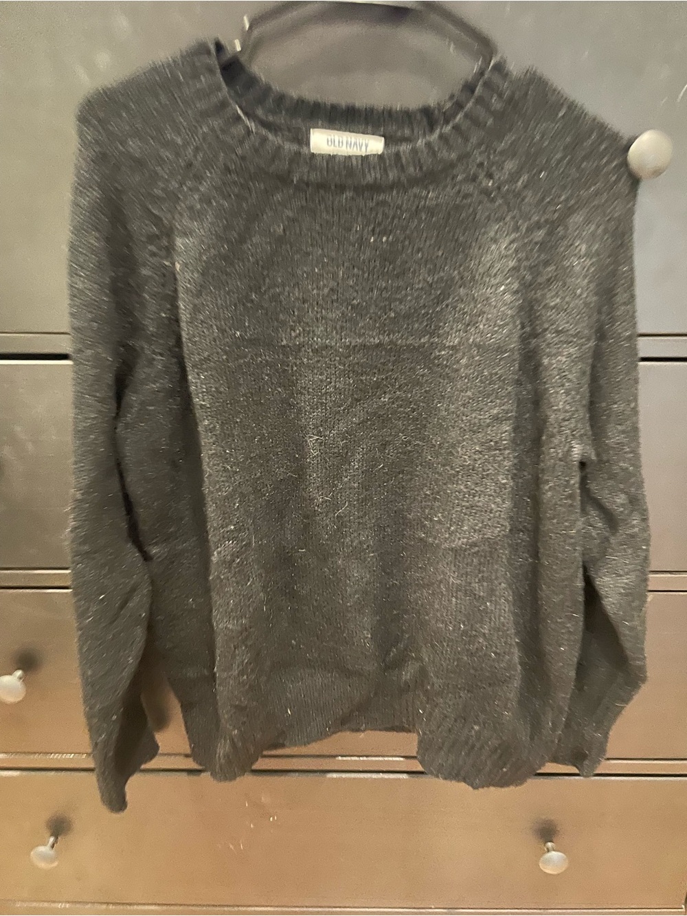 Old Navy Black Heathered Crewneck Sweater